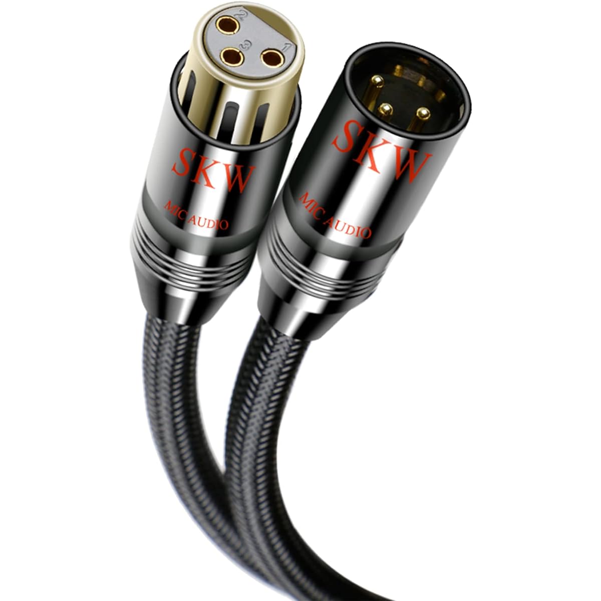 SKW Single Mic XLR Cable, XLR Male to Female Microphone Cables Nylon Jacket 10ft/3M