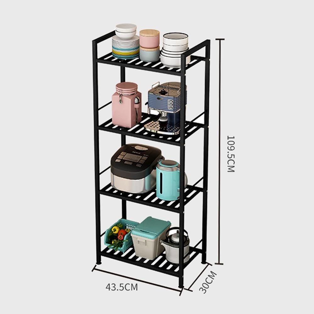 Fainyearn Steel Rack Stovetop Rack Kitchen Rack Storage Rack Bookshelf Kitchen Organizer Shelf Shelf Metal Rack 4 Tiers Width 43.5cm x Depth 30cm x Height 109.5cm