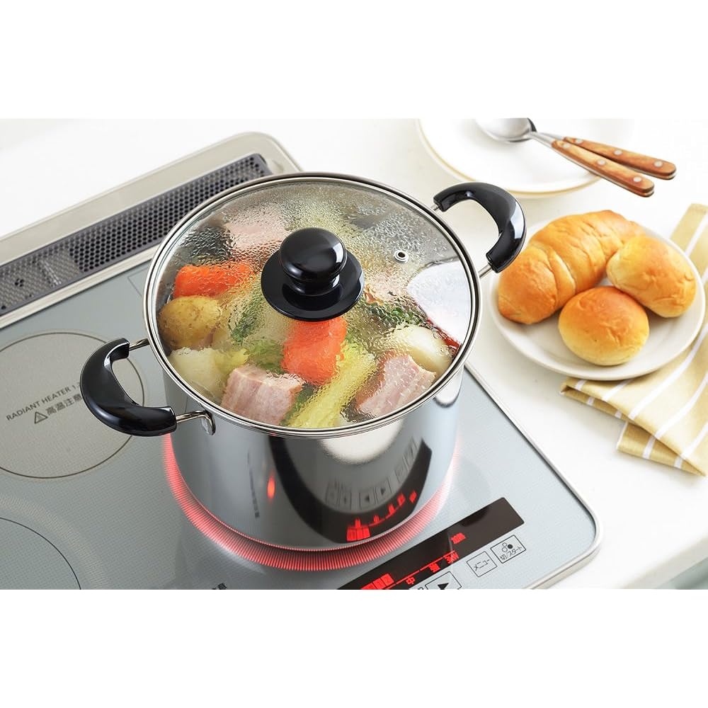 Yoshikawa Made in Japan Pasta Pot 22cm IH Compatible Silver Stainless Steel Cook Look II SJ2187