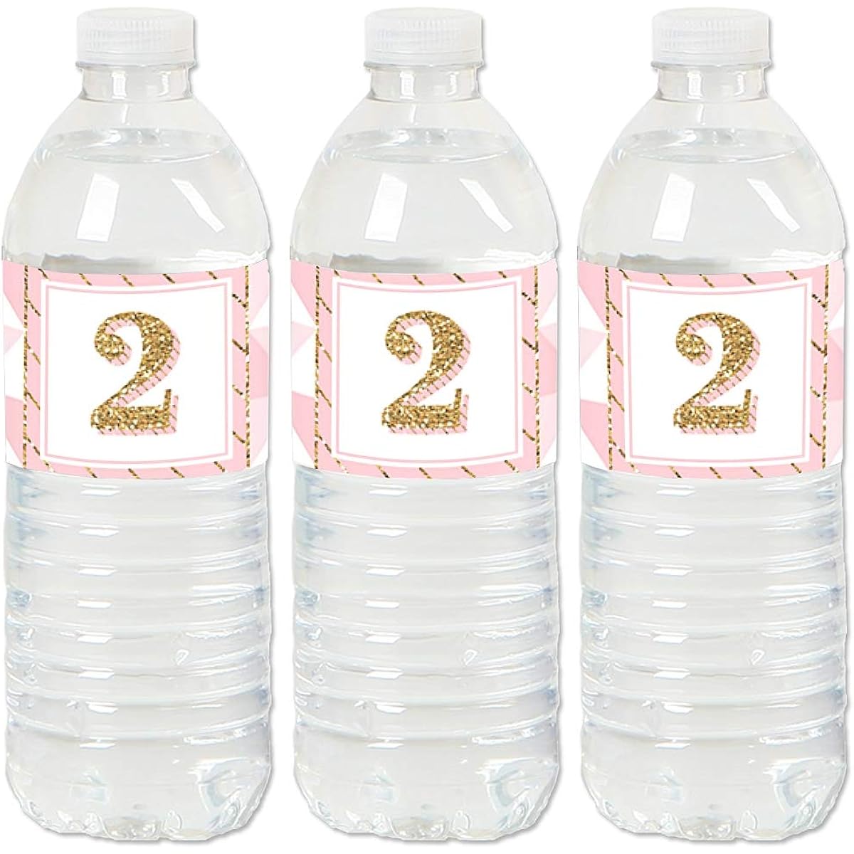 2nd Birthday Girls - Fun for 2 - 2nd Birthday Party Water Bottle Sticker Labels - Set of 20