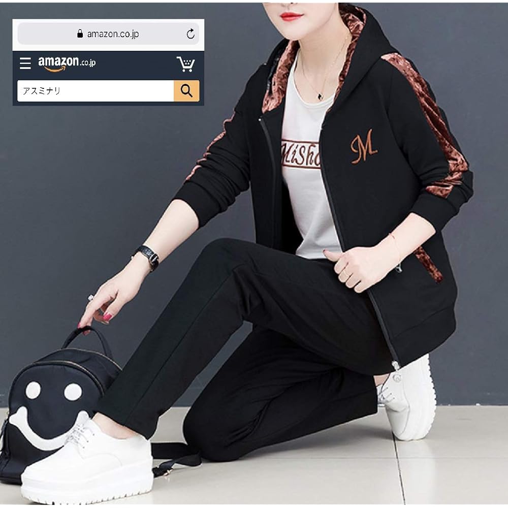 [Asminari] Jersey Top and Bottom T-Shirt 3 Piece Set Sweatshirt Hoodie Stylish Fashionable Casual M L XL