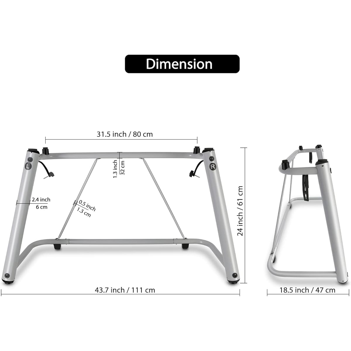 VANPHY Keyboard Stand with Lock Strap Heavy Duty Piano Keyboard Stand 88 Keys 76 Keys 61 Keys U-shaped Design Keyboard Display Stand (Gray)