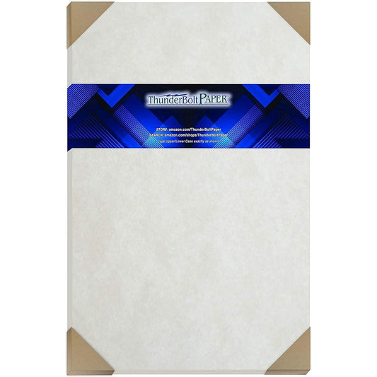 50 Light Gray Parchment 60# Text (=24# Bond) Paper Sheets - 11 x 17 Inch Stationery Paper Color Sheets Tabloid|Ledger Size - 60 lb is not card weight - Vintage Color Aged Parchment Semblance