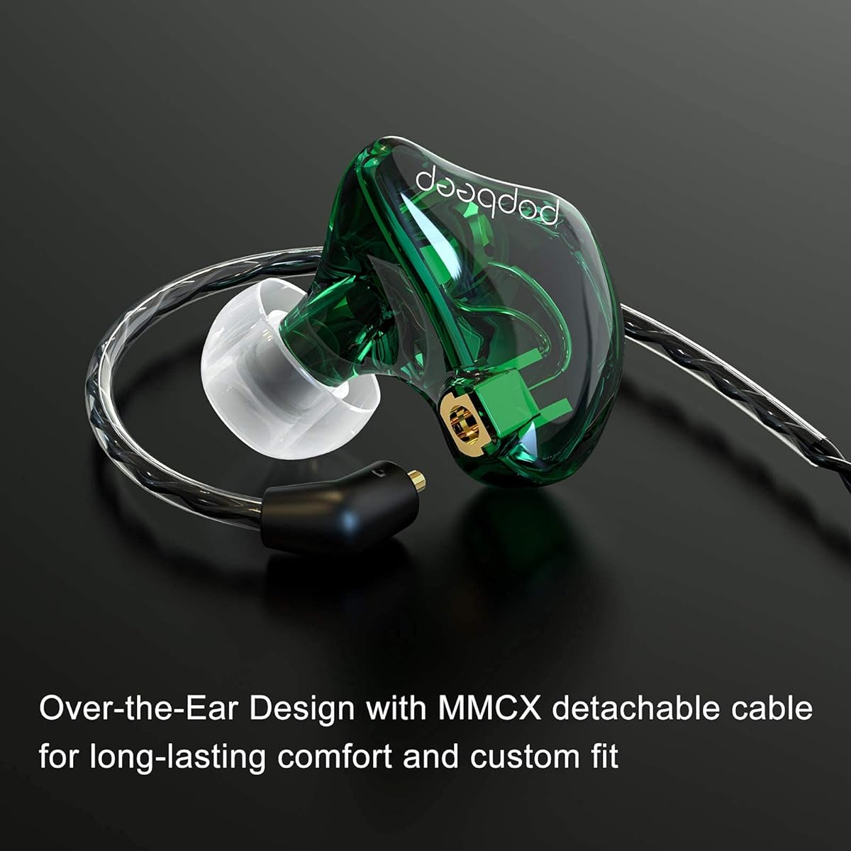 BASN In-Ear Monitor Headphones Dual Dynamic Driver In-Ear Earphones Detachable MMCX Cable Musician In-Ear Earphones Headphones (BC100 Green Without Microphone)