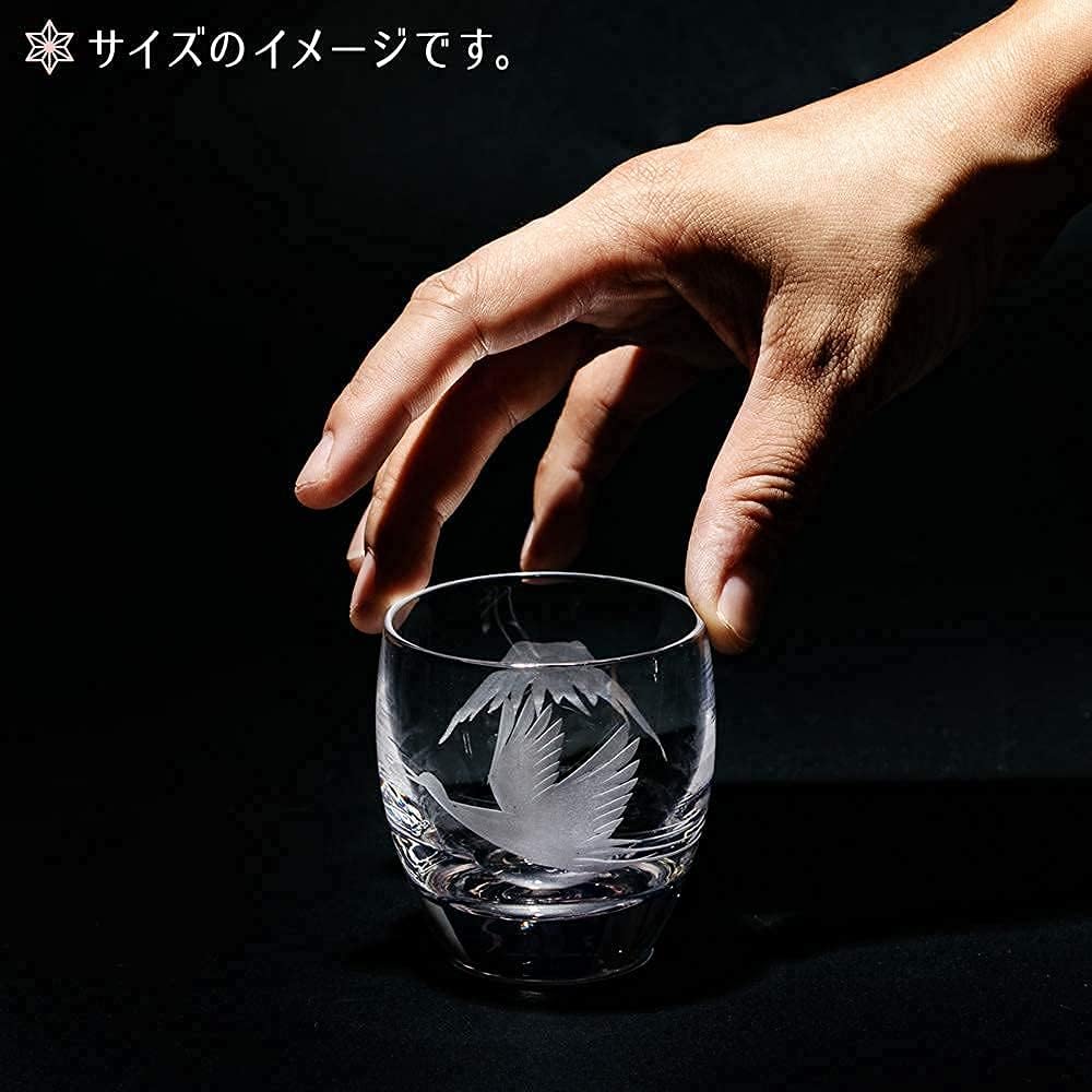 [Taimuro Kobo Official] Edo Kiriko Mt. Fuji with Cranes and Cherry Blossoms Cold Sake Glasses Pair TB0050-32/0050-33 Comes in a Presentation Box Made in Japan