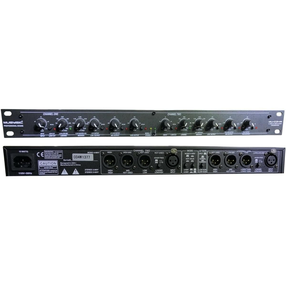 MUSYSIC MU-CO4W Professional 2/3/4-WAY Audio Stereo Sound Processing Crossover