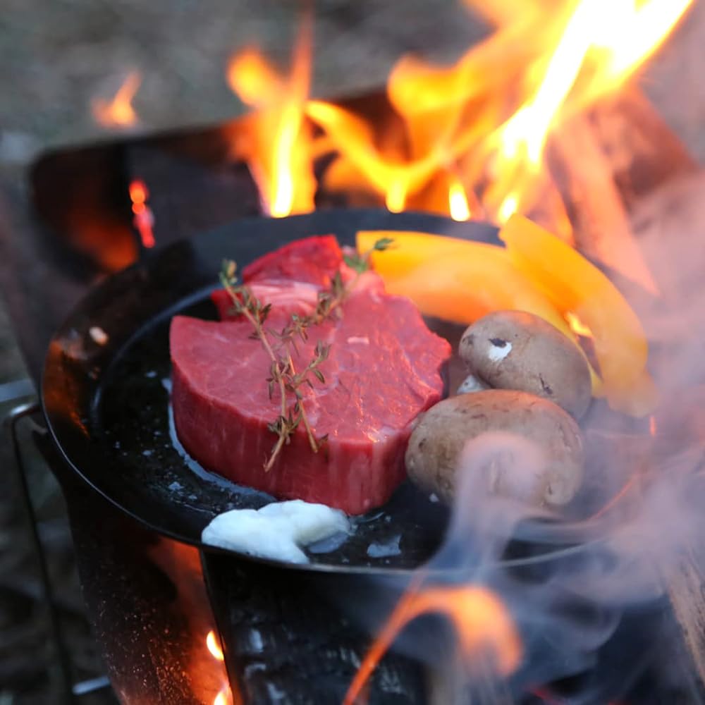 onegear (One Gear) Pandish Maru (L) Ultra Light Iron Plate Plate Rugged Camping Solo Camping Thickness 1.6mm Black Iron Craftsman Handmade IH Compatible Barbecue Bonfire Frying Pan