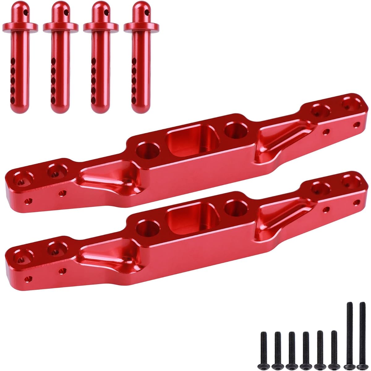 AIMROCK Aluminum Front & Rear Body Post Mount Set with Body Post Upgrade Parts for 1/7 Felony 6S BLX Street Bash Allroad Muscle Car RTR (Red)