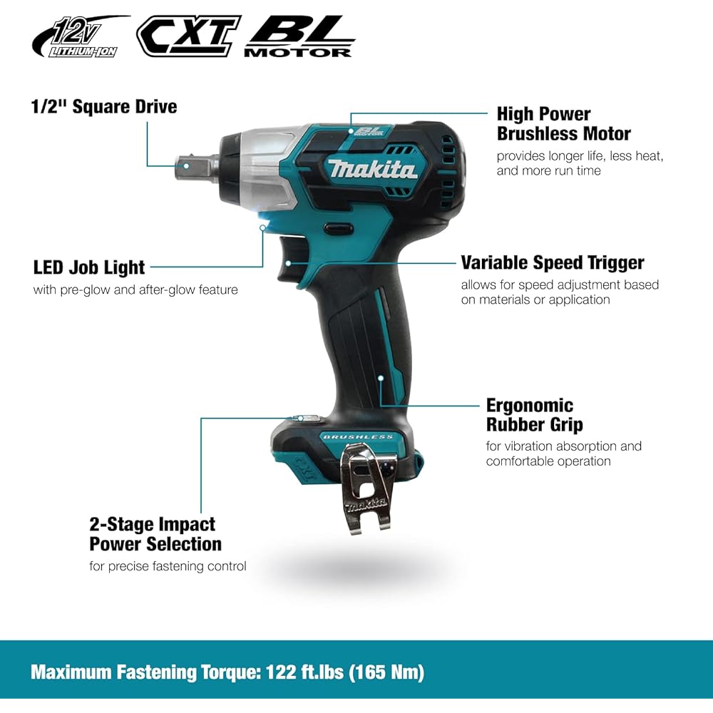 Makita Rechargeable Impact Wrench 10.8V Battery/Charger/Case Sold Separately TW161DZ
