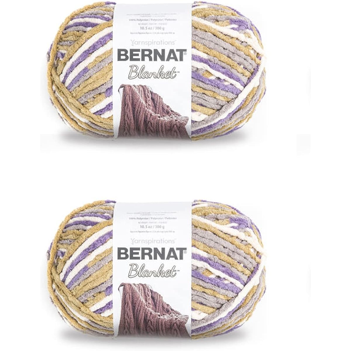 Bernat Blanket Lilac Bush Yarn - 2 Pack of 300g/10.5oz - Polyester - 6 Super Bulky - 220 Yards - Knitting/Crochet