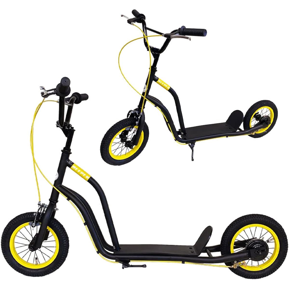DEEPER Big Kick Scooter D-KS1200 12 inch Air Tire with Brake and Stand Kickboard Kick Scooter for Kids and Adults