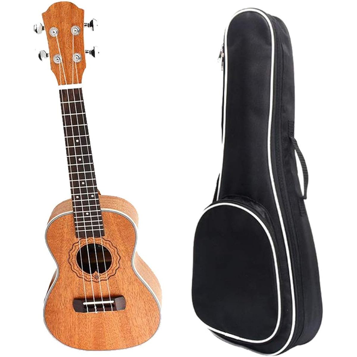 Ukulele 23 Inch Traditional Concert Ukulele Mahogany Wood Uke Hawaii Kids Small Guitar with Gig Bag for Kids Students Beginners (Color: Wood, Size: 23 inches)