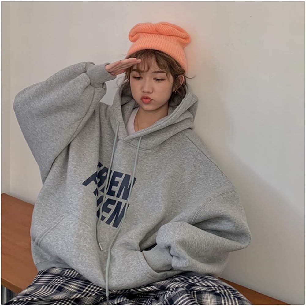 [BEIBANG] Women's Hoodie, Brushed Lining, Hooded Sweatshirt, Loose Pullover, Parka, Big Silhouette, Long Sleeve, Tops, Winter Sweatshirt, Oversized, Korean Fashion