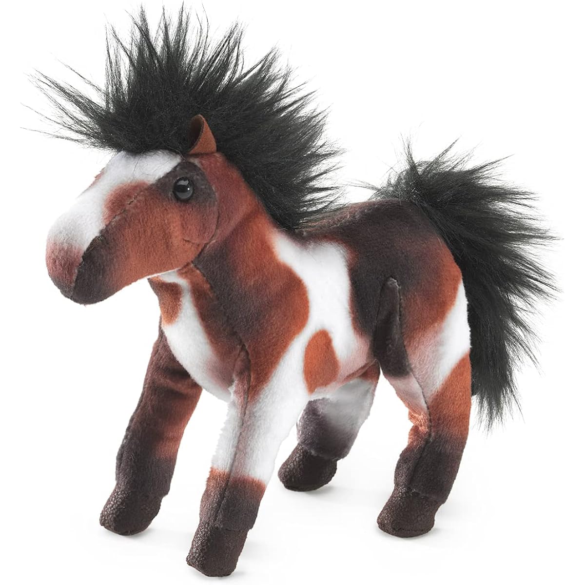 Folkmanis Mini Horse Finger Puppet Brown Black White, 2793, Brown;Black;White