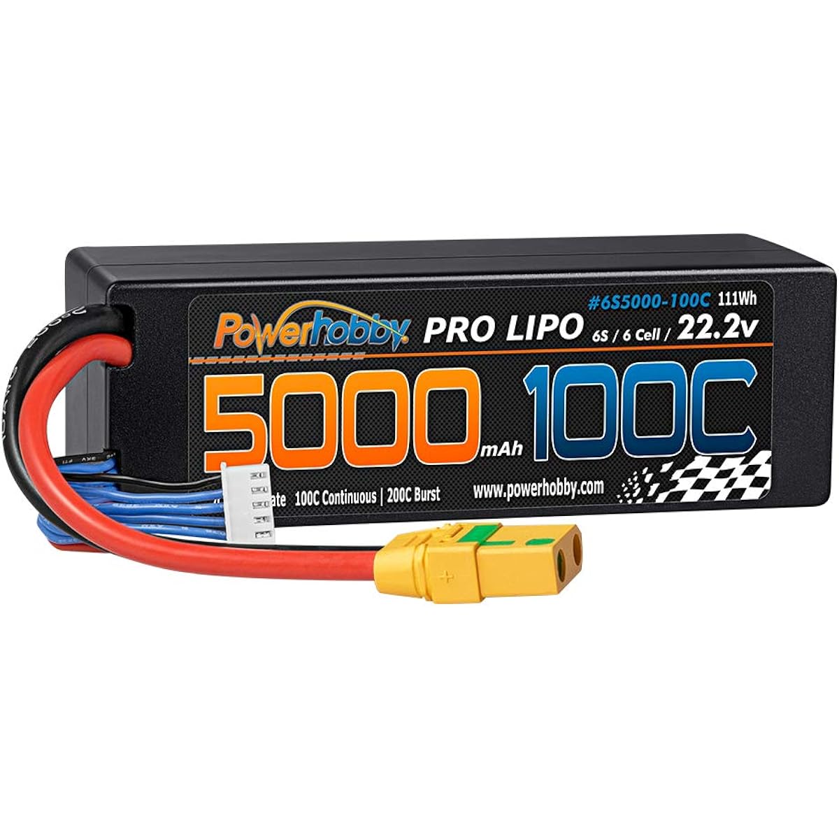 Powerhobby 6s 22.2v 5000mah 100c Lipo Battery with Xt90 Plug Hard Case 6 Cells Fits: Arrma Kraton Nero Tyhpon Senton Tailon OUTCAST FAZON