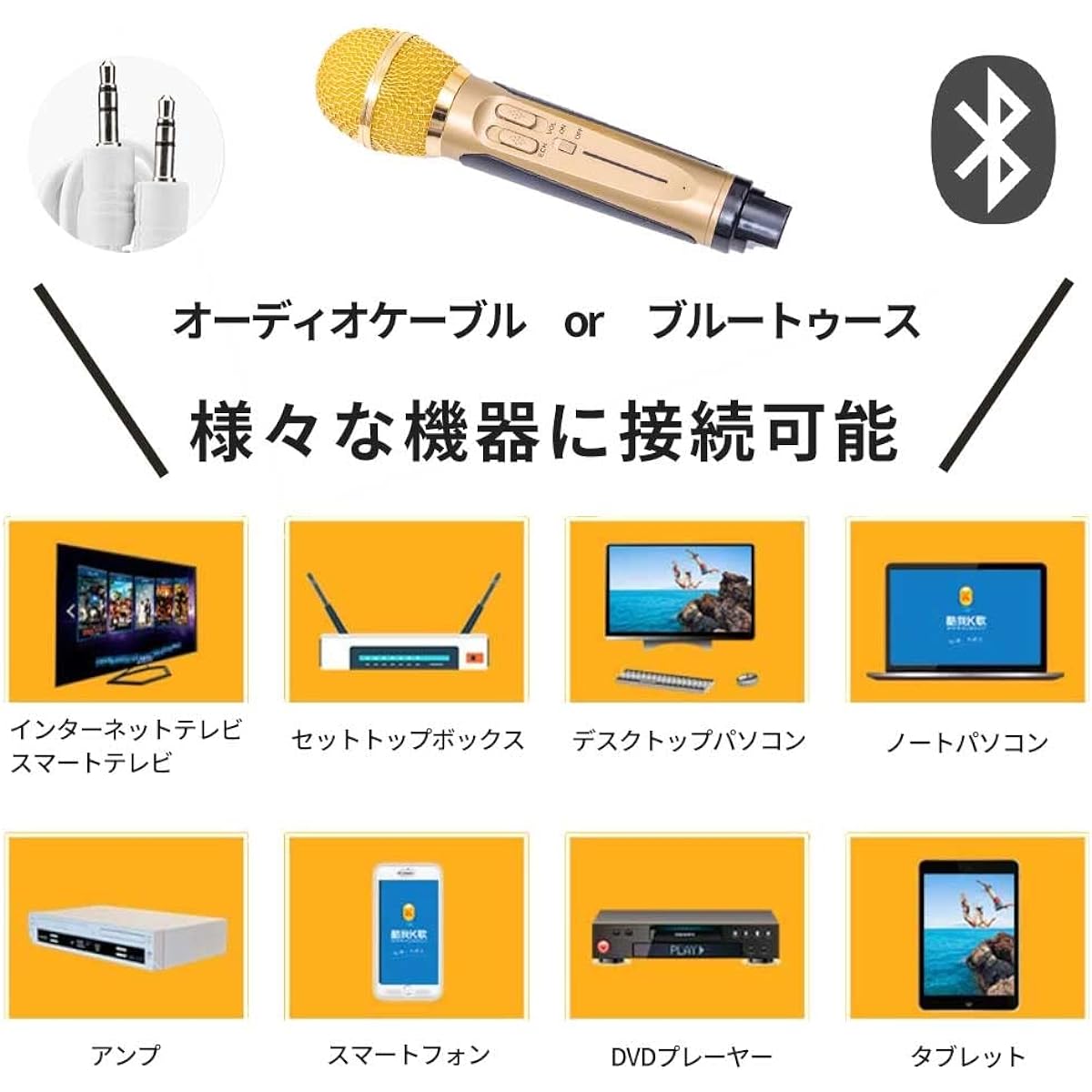 SDRD Karaoke Bluetooth 2 Microphones Karaoke Microphone for Home Home KTV Wireless Microphone System 2 Handheld Microphones for Children (Black)