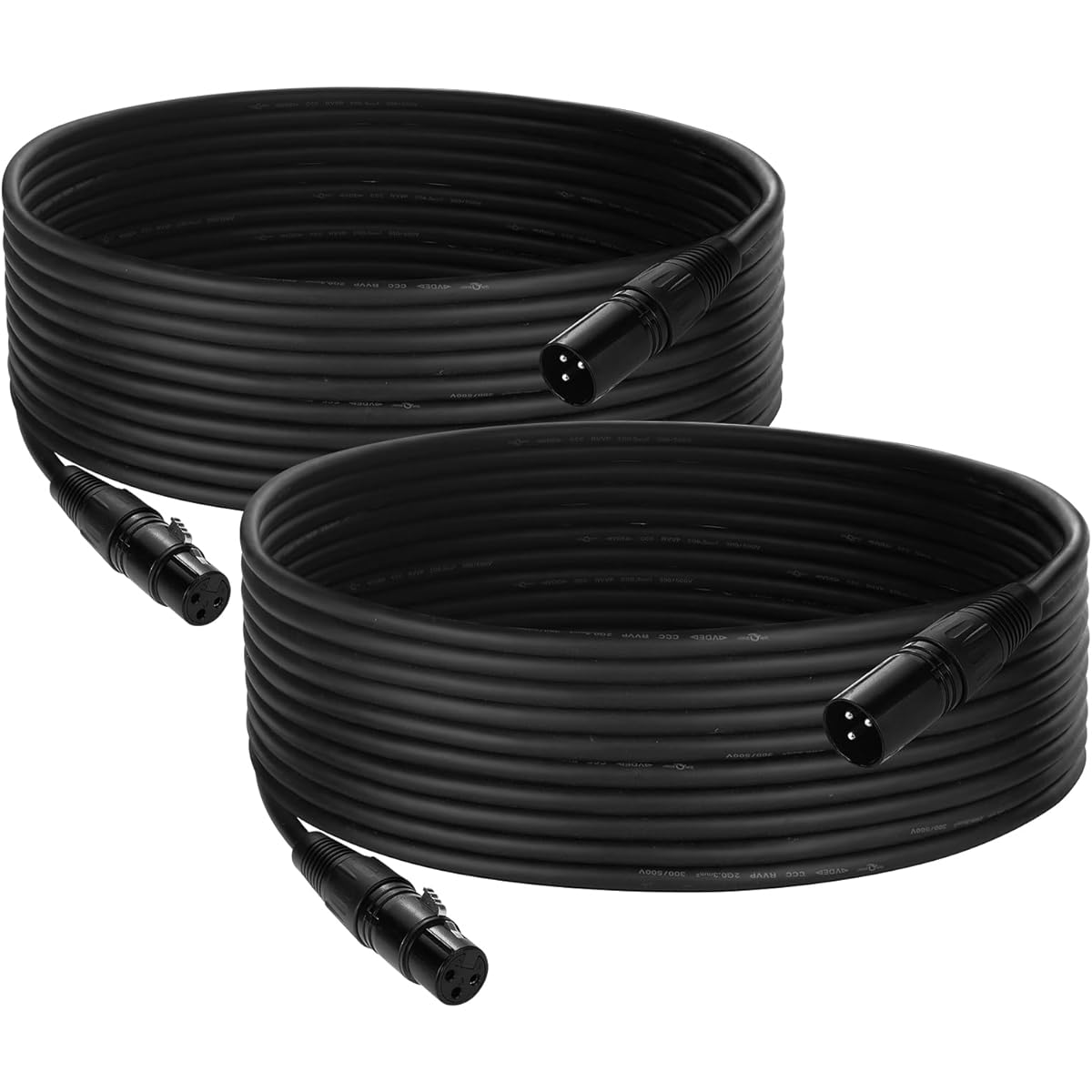 Czgor 25ft DMX Cable 2 Pack 3 Pin XLR Male to Female Stage Light Signal Cable Connecting DMX512 Stage & DJ Lighting Equipment