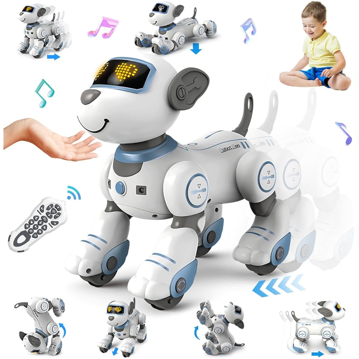 VATOS Remote Control Robot Dog Toy for Kids, Interactive Touch & Follow 17 Functions Robot Dog Pet Programmable Smart Walking Puppy Intelligent Dancing Dog Robot Toy for Girls 3-12 Gift