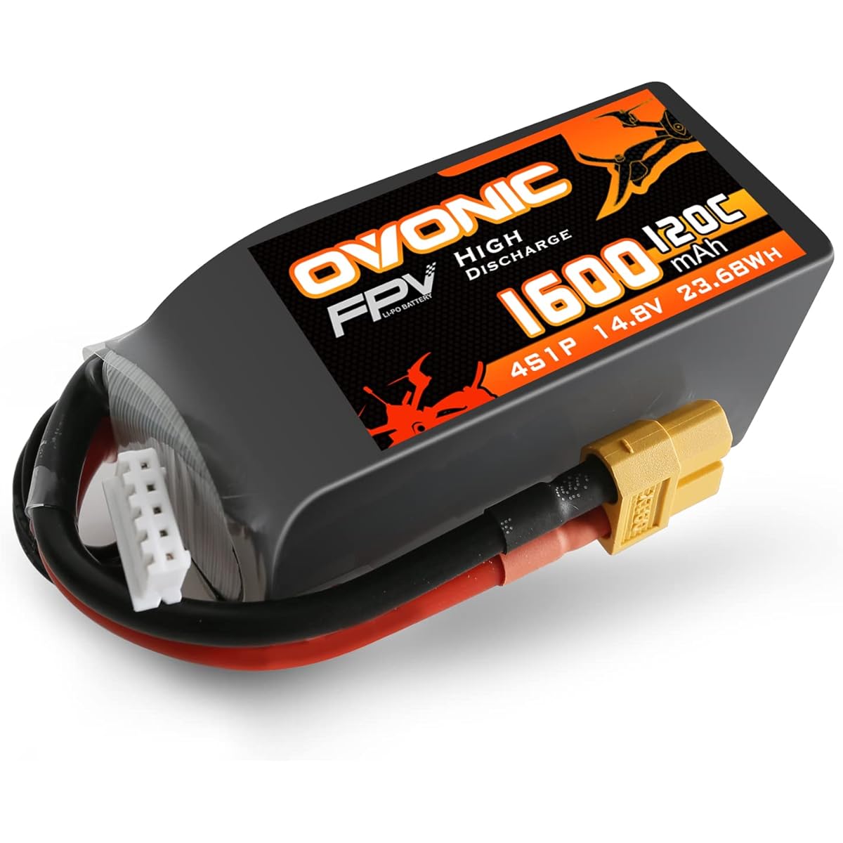 Ovonic 1600mAh 14.8V 4S 120C Lipo Battery with XT60 Plug for FPV Racing
