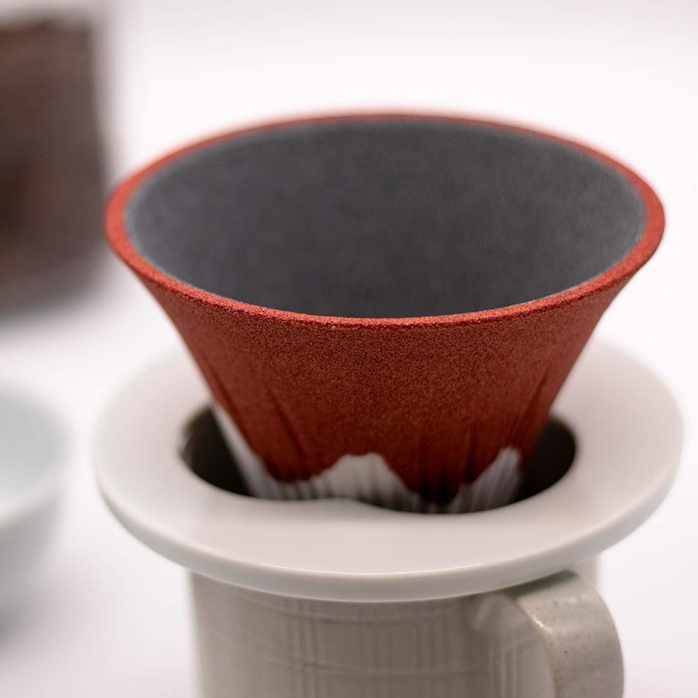 COFIL fuji ceramic coffee filter dripper with dedicated base and saucer red 1390400505