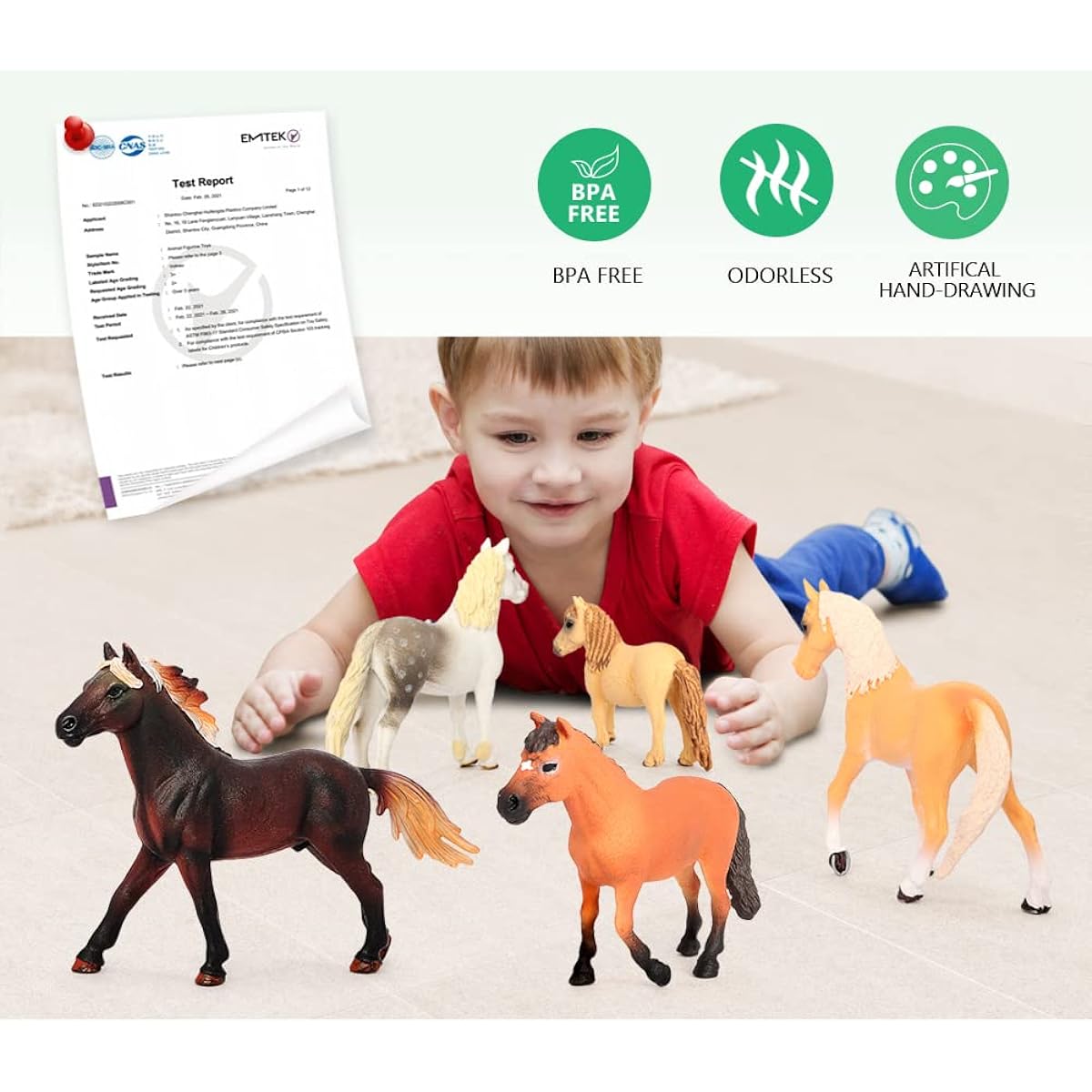Volnau 8pcs Horse Toy Figures Animal Farm Figures for Toddlers Kids Christmas Birthday Gifts Plastic Preschool Pack