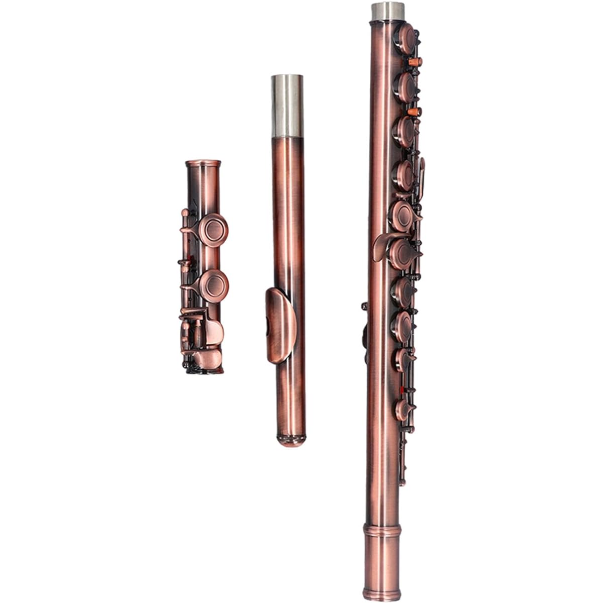 Closed Hole C Flute, Durable and Sturdy Cupronickel Versatile Student Flute 16 (Reddish Antique)