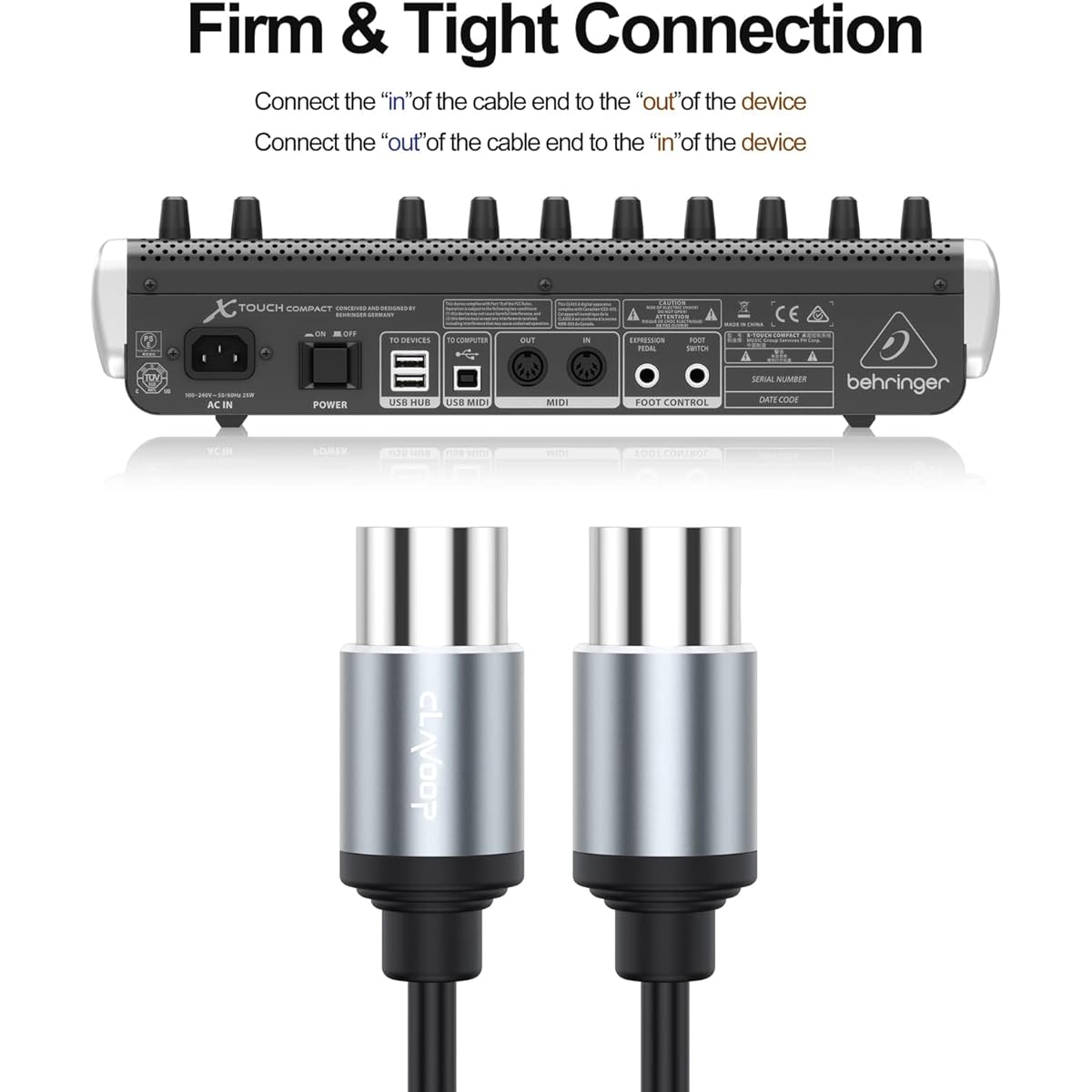 CLAVOOP MIDI Cable CM008 (3 feet, 5 pack)
