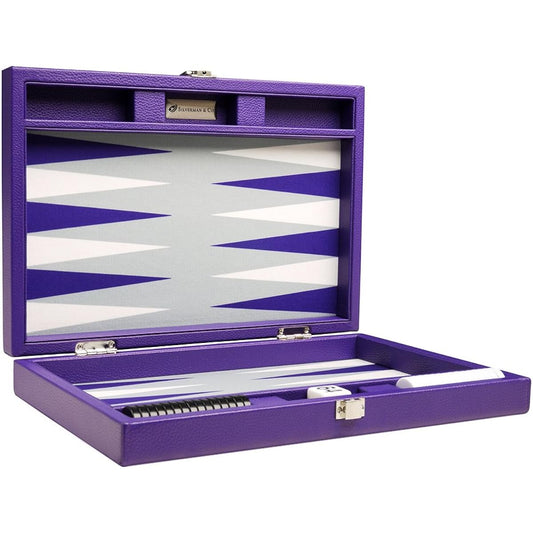 13-inch Premium Travel Backgammon Set - Purple Board