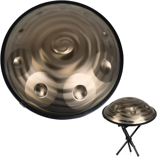 10 Tones 432Hz/440Hz Handpan Drum Steel Drum D Minor with Soft Handpan Case Durable Stand Mallets Handpan Drum Instrument Steel Hand Drum (Size: 440Hz)