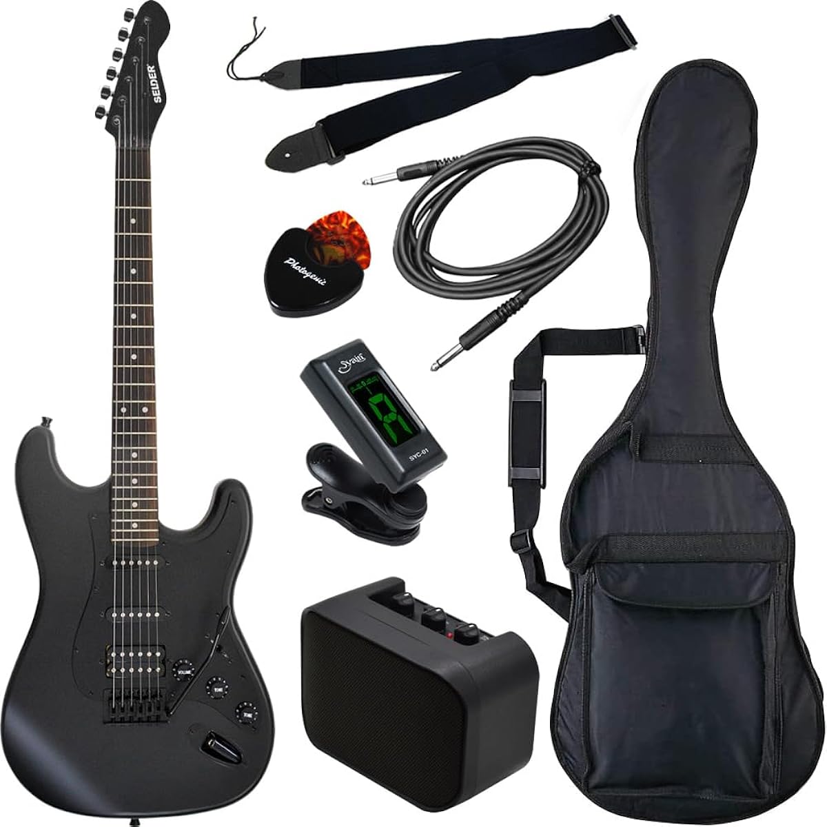 SELDER Electric Guitar Stratocaster Type Sakura Musical Instruments Original STC-04/BB Beginner Basic Set