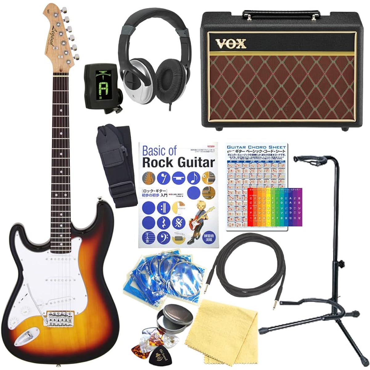 Electric Guitar Beginner Set, Legend LST-Z LH/3TS, 13-piece set with VOX amp