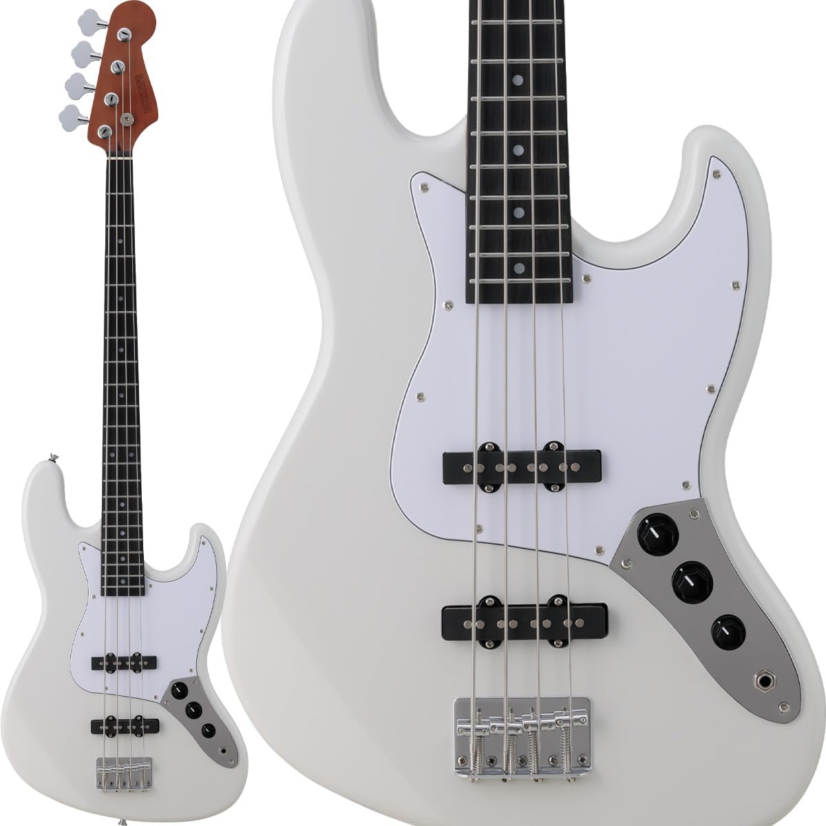 BUSKER'S BJB-Standard GWT -Grey White- Jazz Bass Type Roasted Maple Neck BUSKER'S