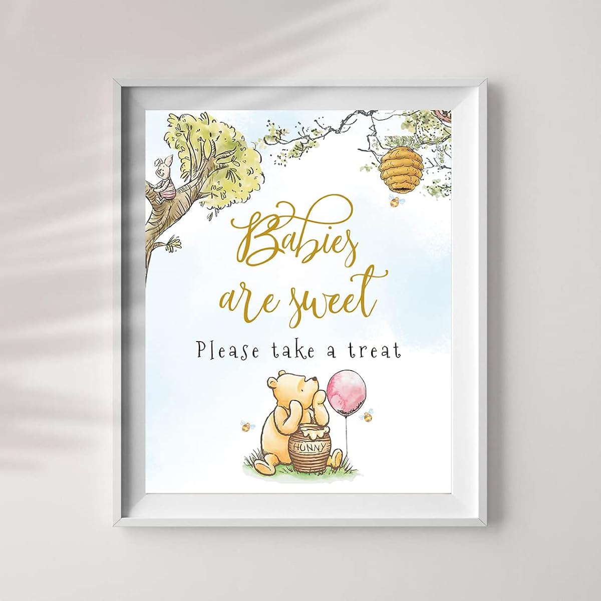 pink balloon bear table sign