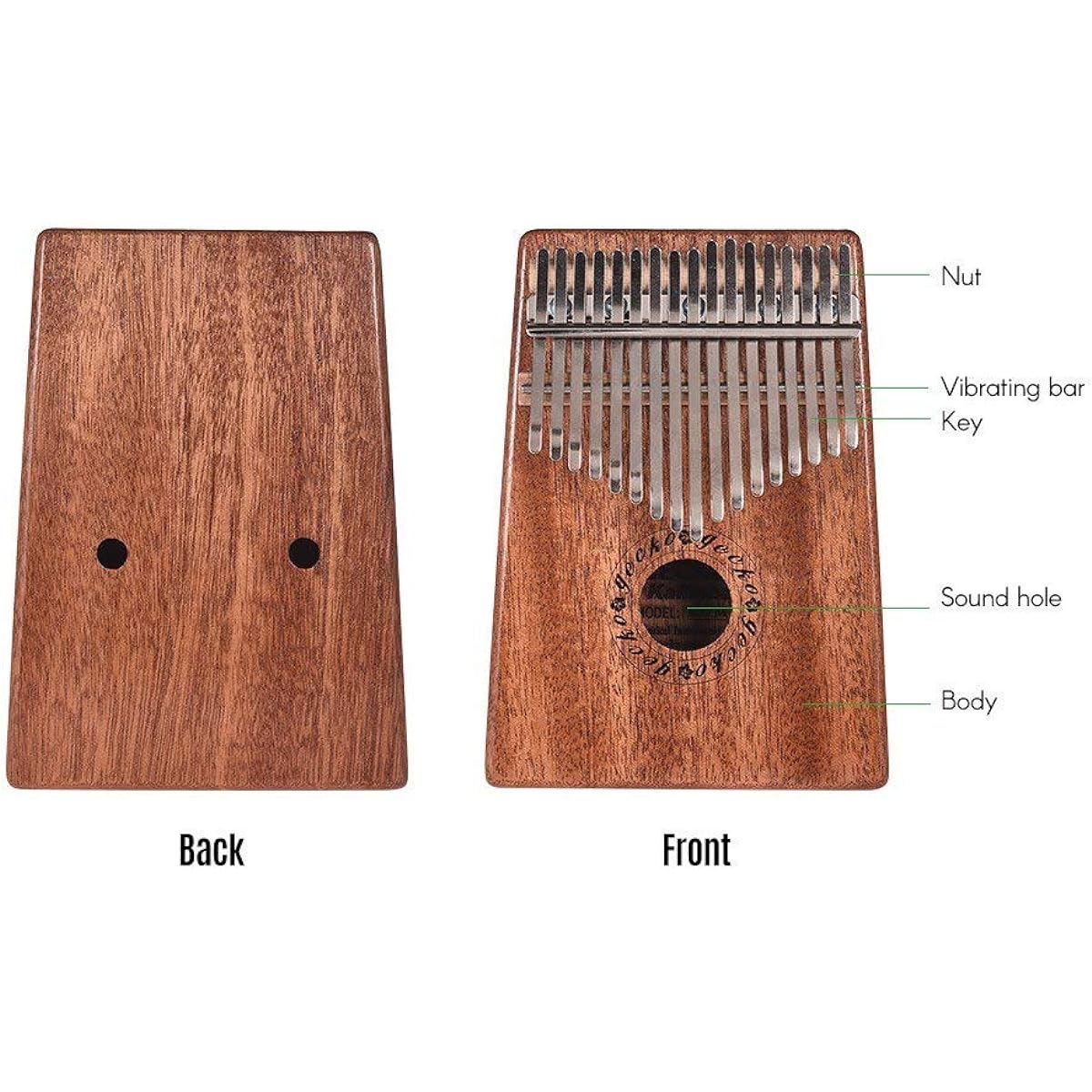Thumb Piano 17 Keys Kalimba Thumb Piano Mbira Mahogany African Instrument