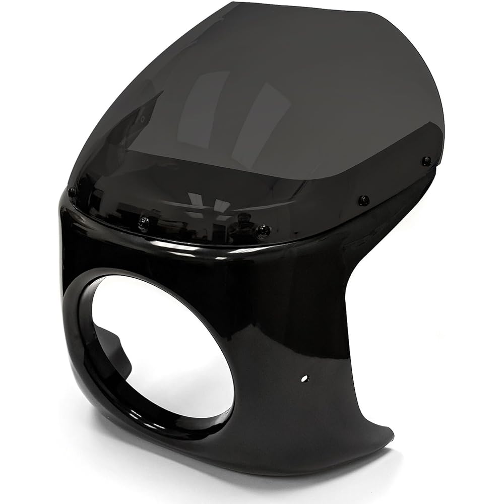 Krator Motorcycle 7" Headlight Fairing Screen Black & Smoke Retro Cafe Racer Bobber Drag Viper Windshield