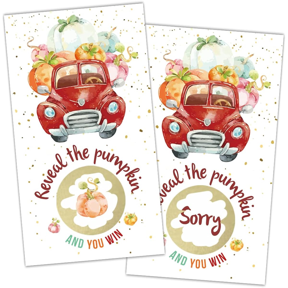 73REWIDPARTY Thanksgiving Party Game Scratch Off Cards (32 Pieces) Pumpkin Truck Scratch Off Cards Funny Thanksgiving Raffle Tickets for Family/Kids/Adults/Harvest/Pumpkin Party Game Supplies