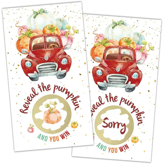 73REWIDPARTY Thanksgiving Party Game Scratch Off Cards (32 Pieces) Pumpkin Truck Scratch Off Cards Funny Thanksgiving Raffle Tickets for Family/Kids/Adults/Harvest/Pumpkin Party Game Supplies