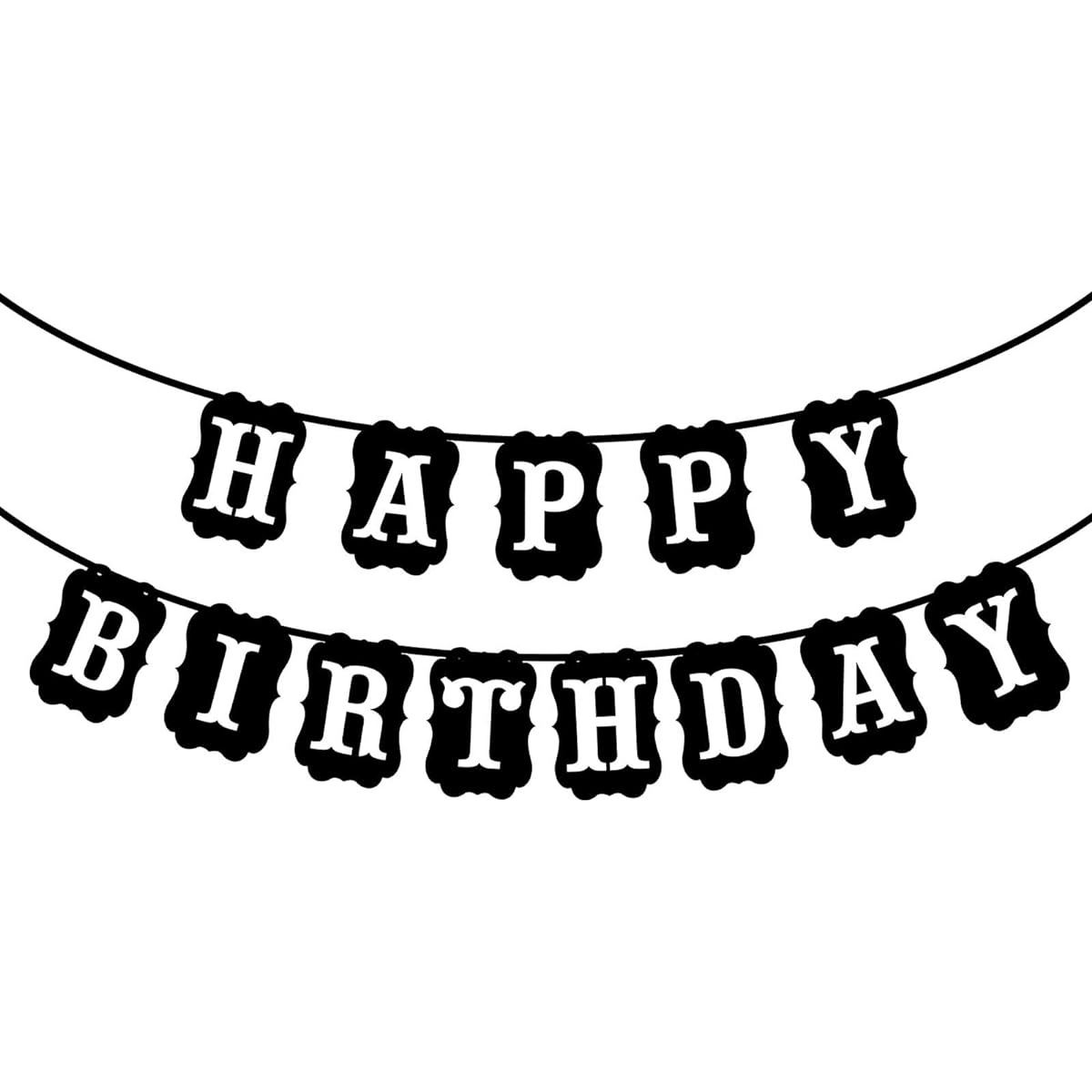 Happy Birthday Banner for Kids Women Men Black Happy Birthday Sign Happy Birthday Garland Happy Birthday Hanging Decoration Supplies for Boys Girls Women Men (Black)