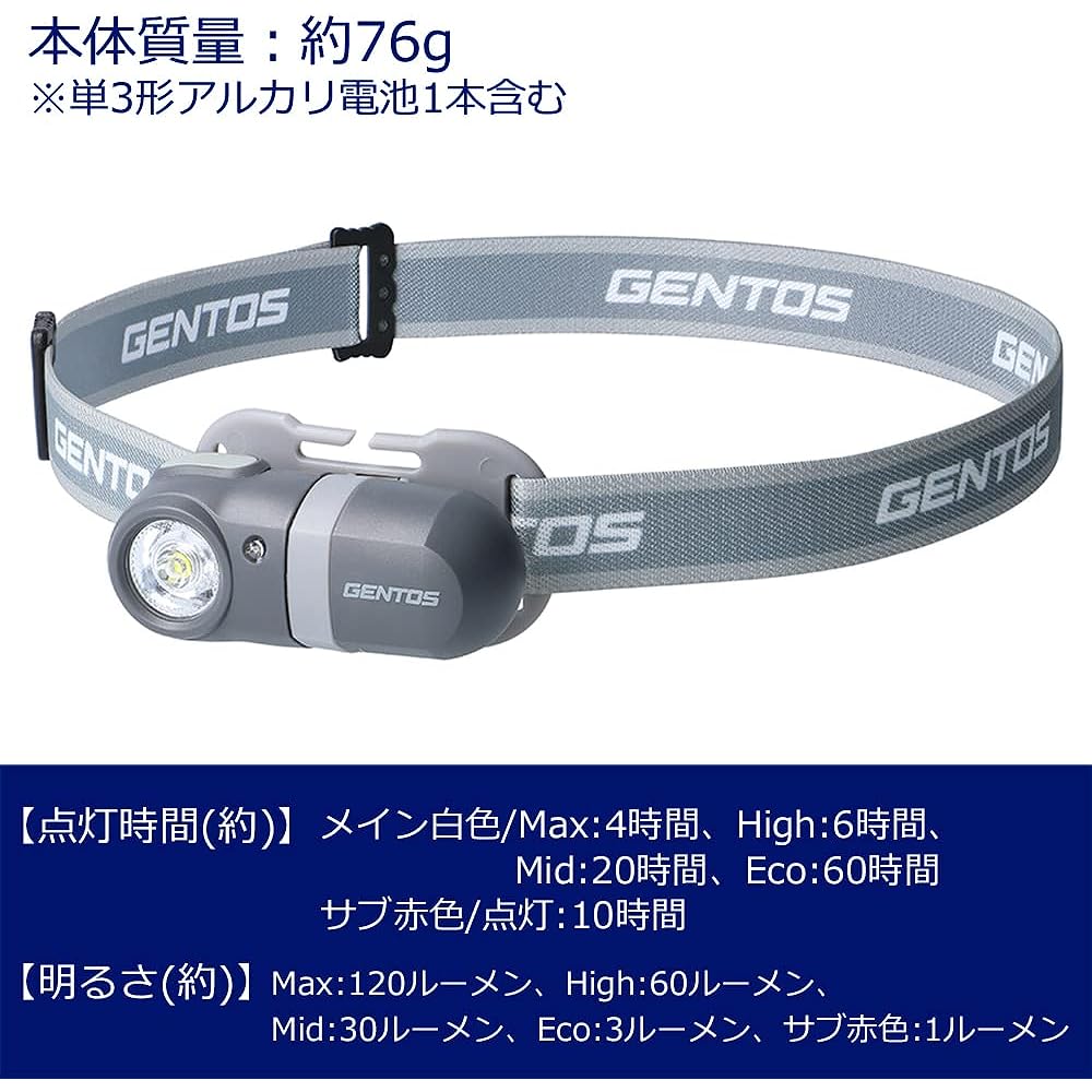 GENTOS LED Headlight [Brightness 120 Lumens / 4 Hours of Light / Waterproof] Uses 1 AA or 1 AAA Battery (Sold Separately) CP Series CP-34DD
