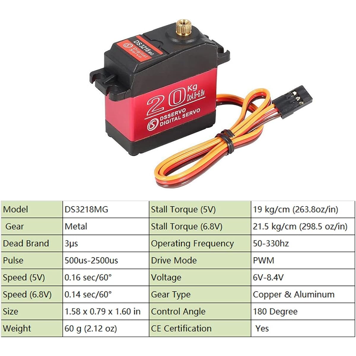4PCS Set DS3218 Waterproof 20KG Digital Servo Full Metal Digital Steering Servo with 25T Servo Arm for RC (180°) [Parallel Import]