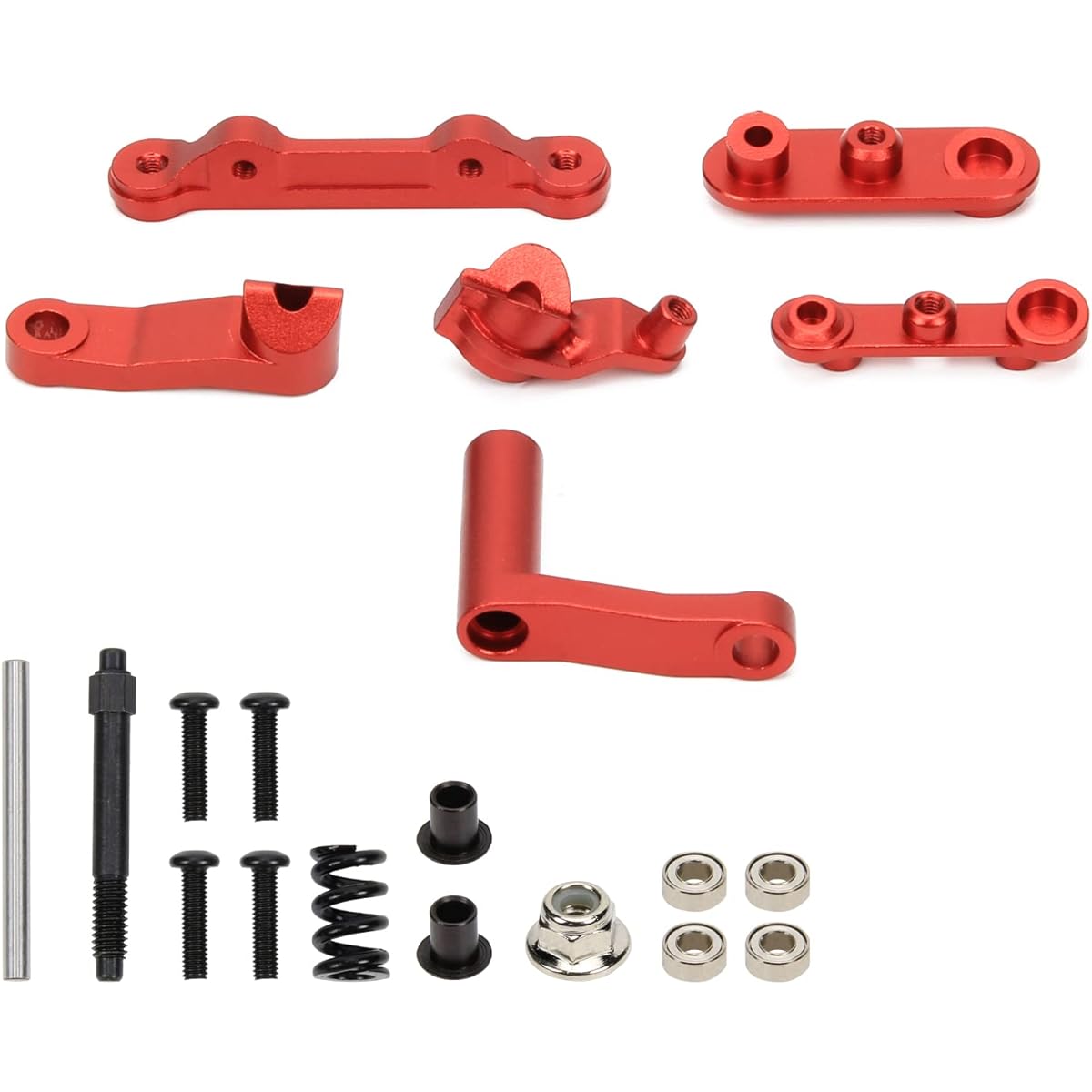 RCAWD Aluminum Servo Mount for 1/10 Losi Rock Rey, Losi Baja Rey Upgrade Steering Servo Set Parts for #LOS231008 Red