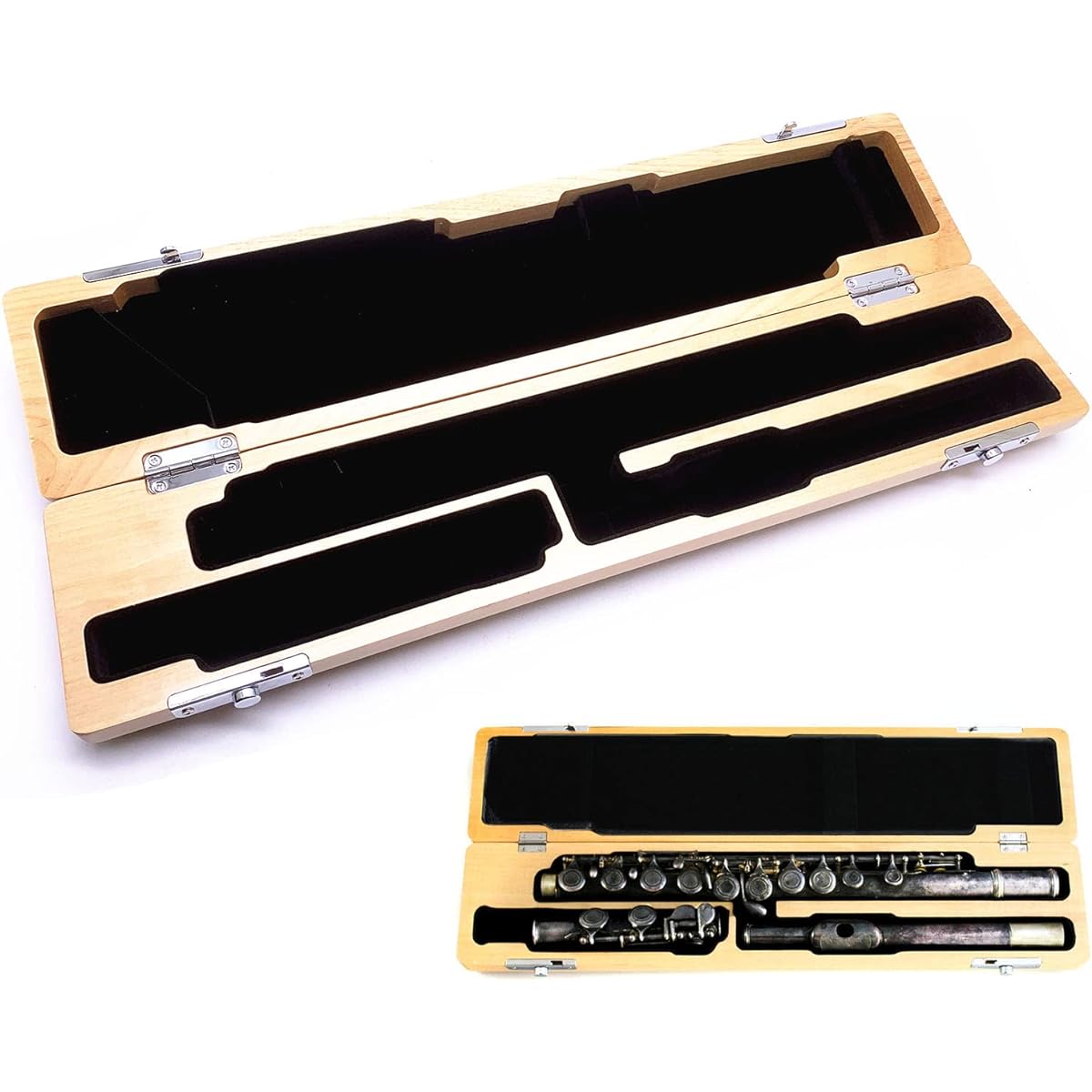 Jiayouy Maple 17 Hole Flute Case Box & Carry Handbag with Adjustable Shoulder Strap, Durable, Great Gift for Flute Players and Musicians