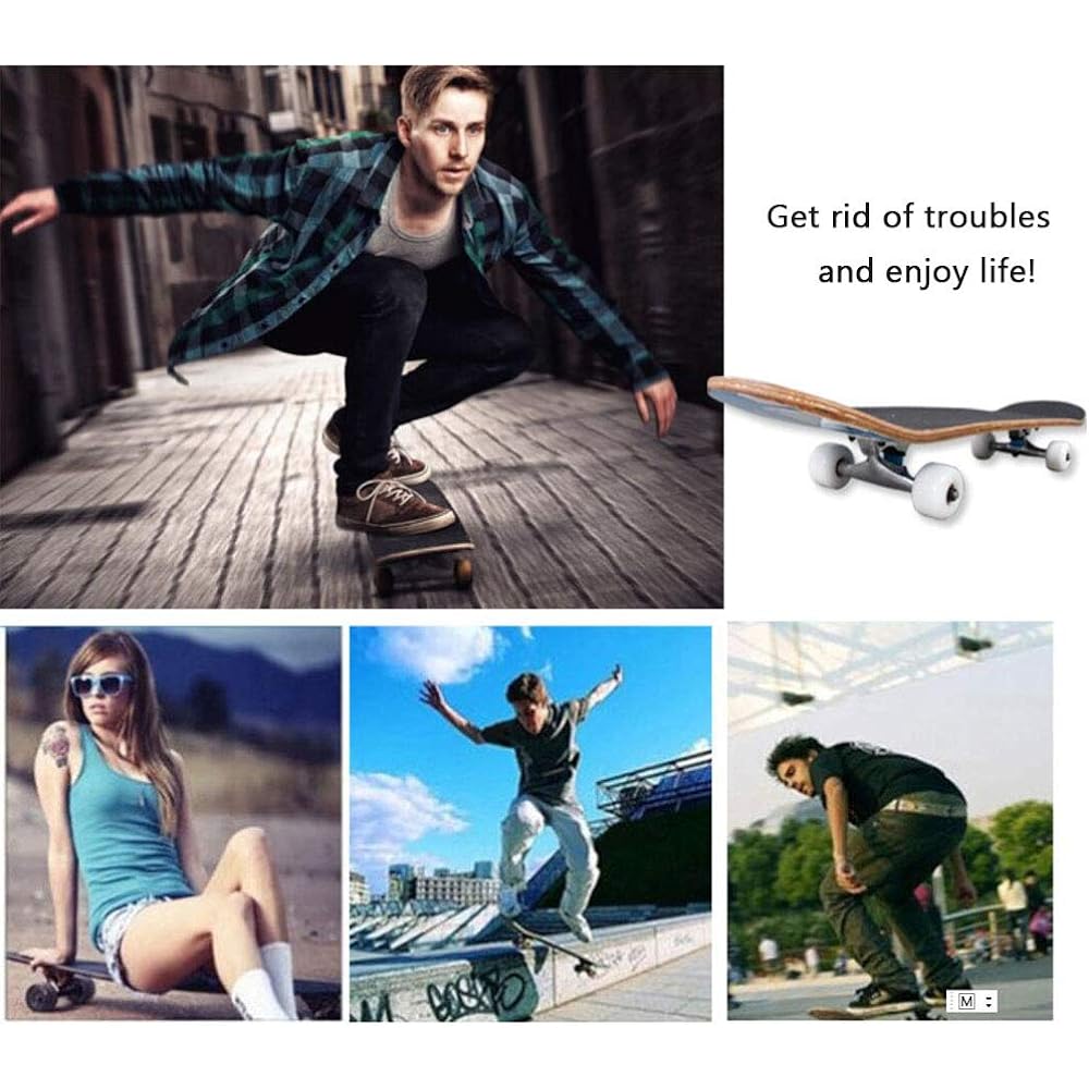 Sumeber Skateboard Beginner Complete 31 Inch ABEC-7 Bearing PU Wheels Maple Deck December Warranty for Children, Juniors, Adults, Men, Women, Beginners, Kids' Birthday or Christmas Gift