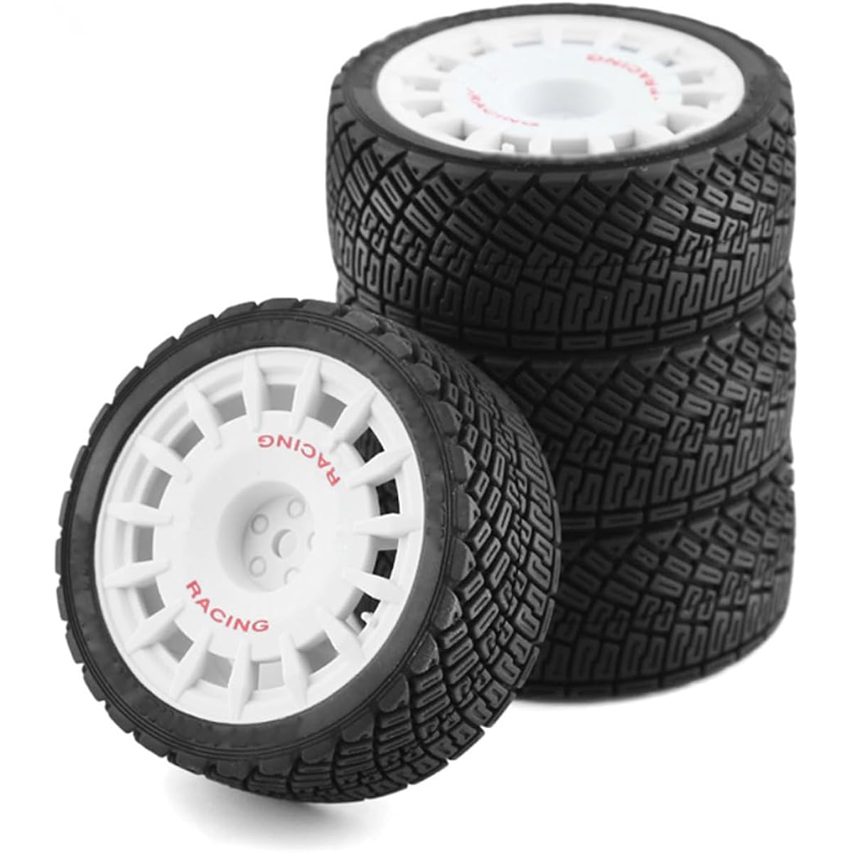 Chanmoo 1/10 RC Racing Car Tire Rally On-Road Tire 12mm Hex Plastic Wheel Rim 1/10 On-Road Car Tamiya TT01 TT02 XV01 TA06 PTG2 HPI KYOSHO WR8 HSP (White)