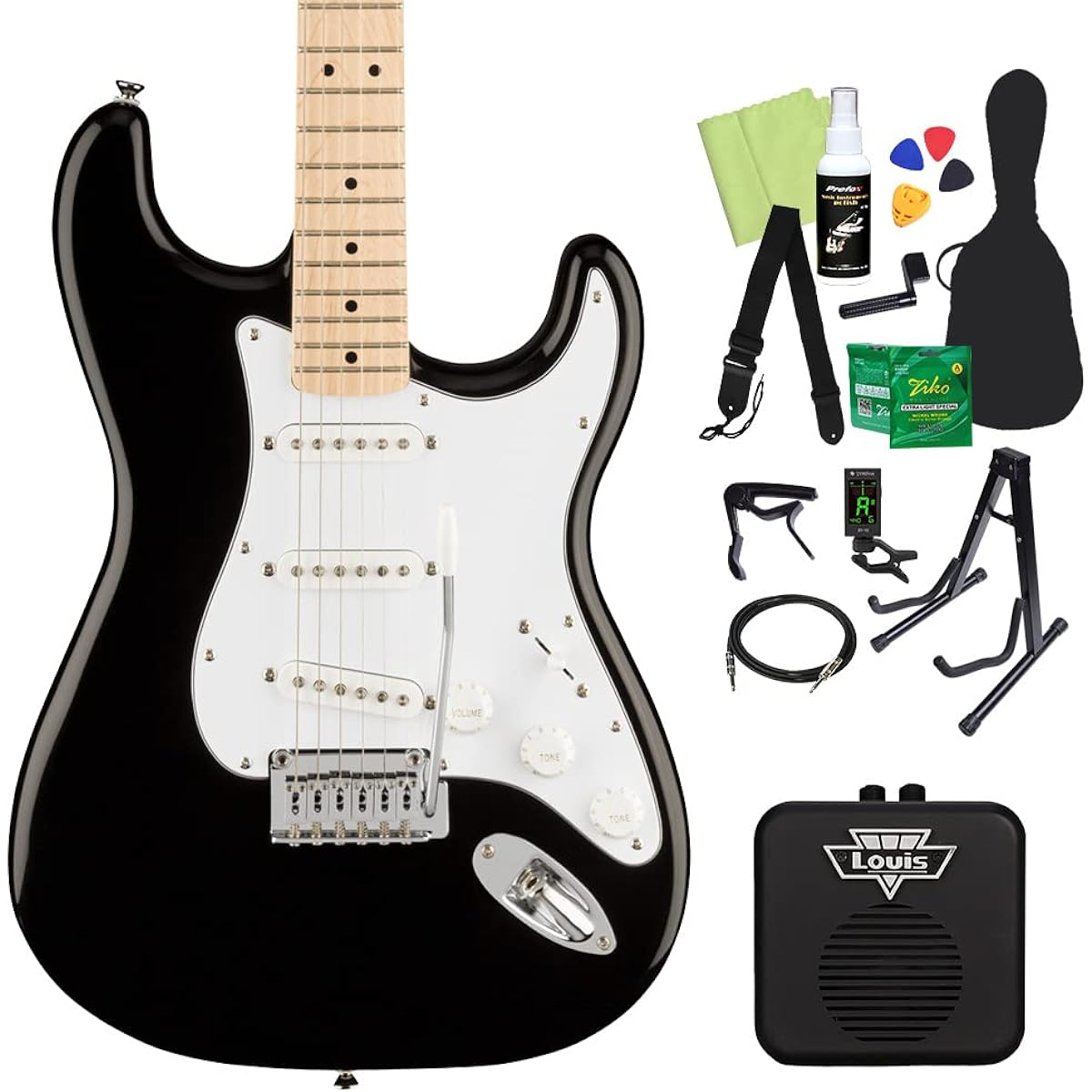 Squier by Fender Affinity Series Stratocaster Electric Guitar Beginner 14-piece Set [With Mini Amp] BLK Stratocaster Squier/Squier