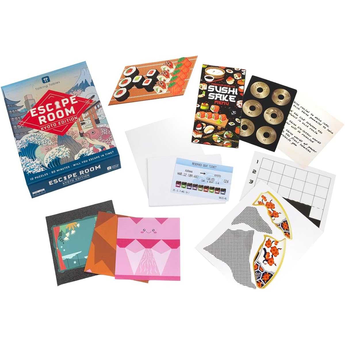 Talking Tables Kyoto Edition Build Your Own Escape Room Game Kyoto Edition | Interactive Family Game Night | Solve puzzles and find clues to escape before the time is up | 2-6 players | Ages 14+ |