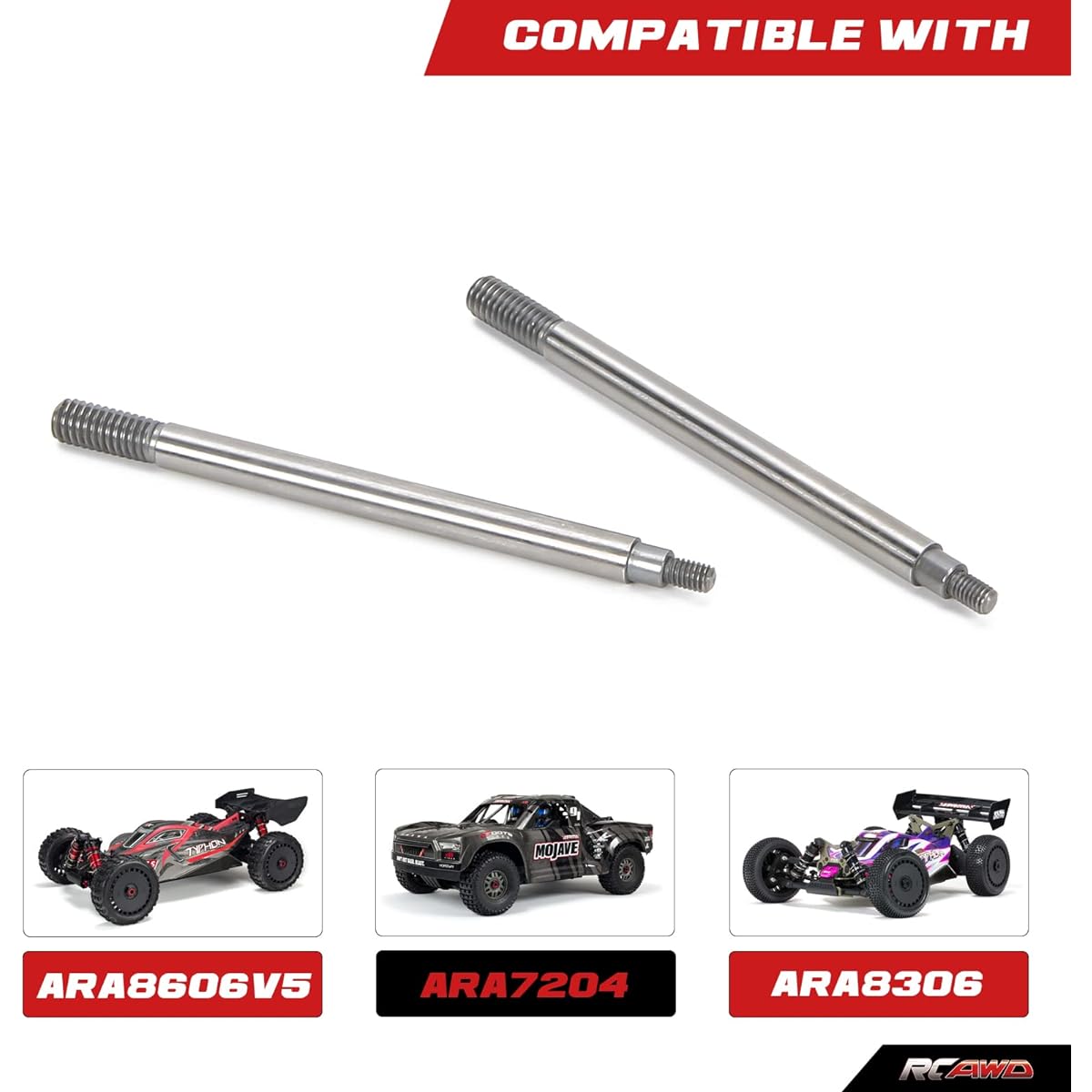 RCAWD Shock Shaft for ARRMA 6S 1/7 MOJAVE 6S & 1/8 TYPHON 6S & Bash Roller Upgrade 4x59.5mm Parts #AR330512 #ARAC8982