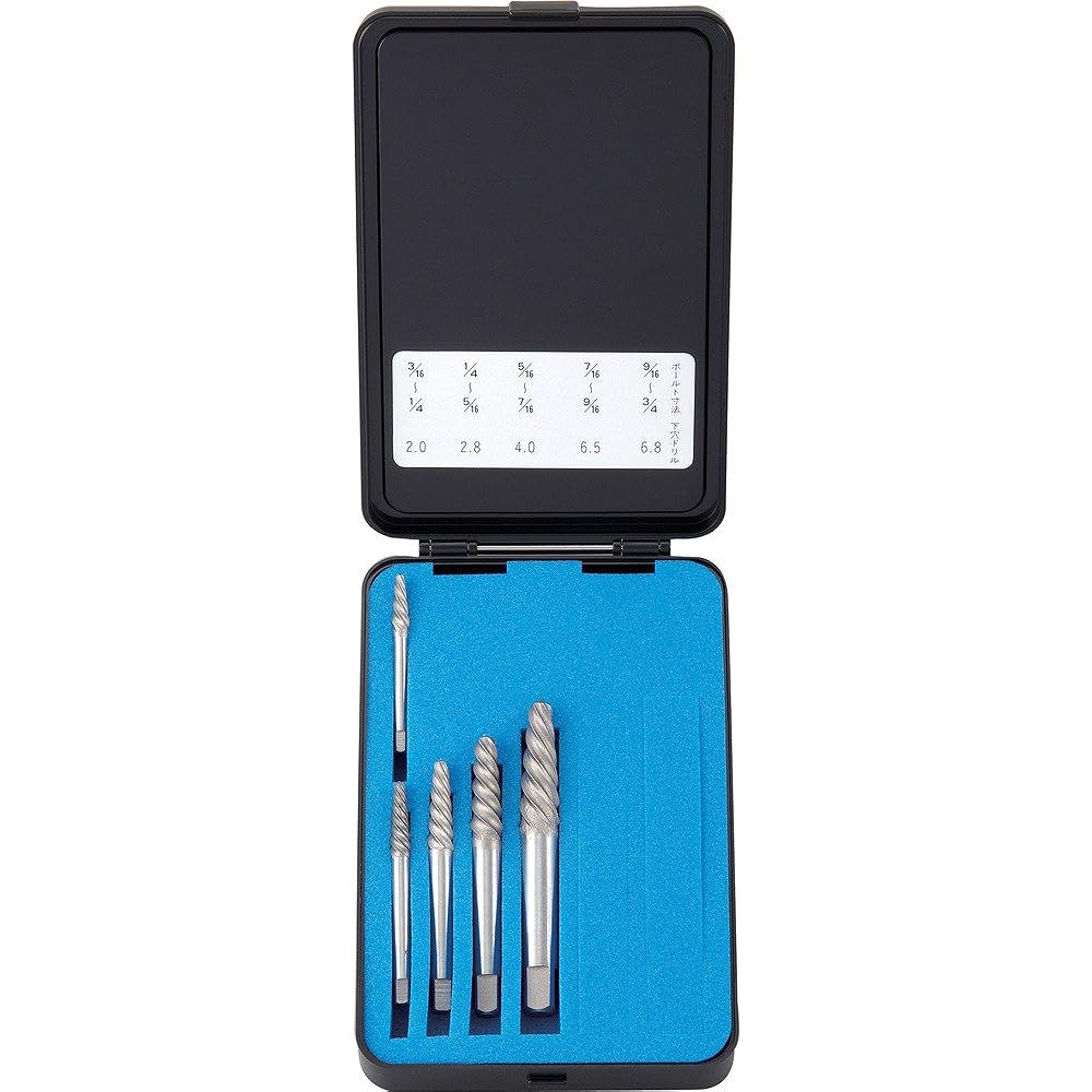 TRUSCO EXS-1816 Extractor Set, Spiral Type, Set of 6, Plastic Case Included