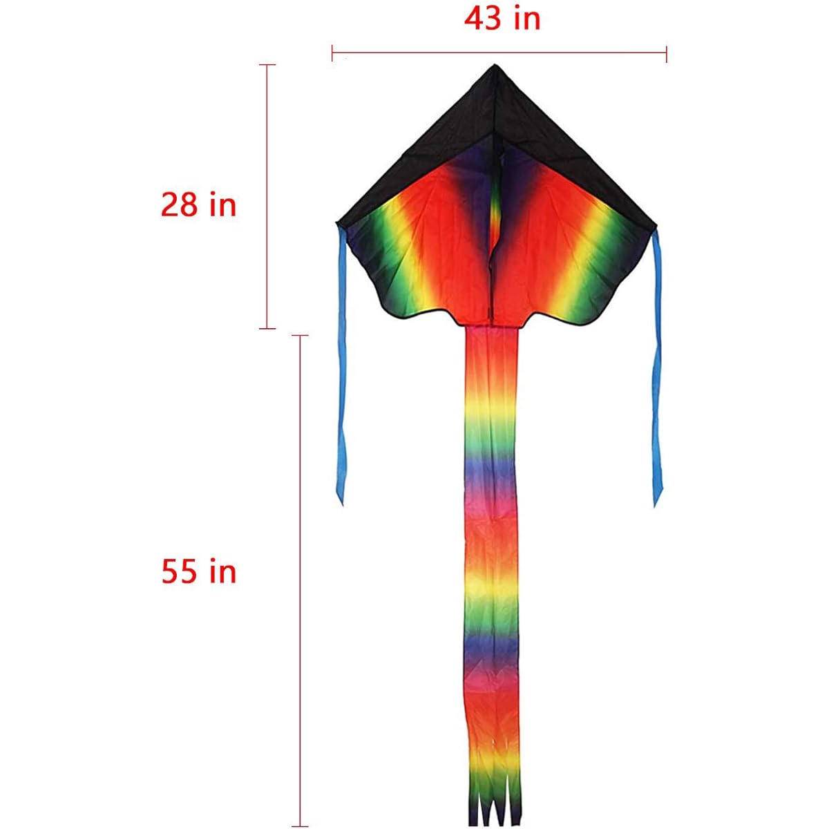 Rainbow Delta Kite, Easy Flyer, Long Tail Huge Flyer, Perfect One for Kids, Adults, Children Outdoor Activities, Includes Line and Handle