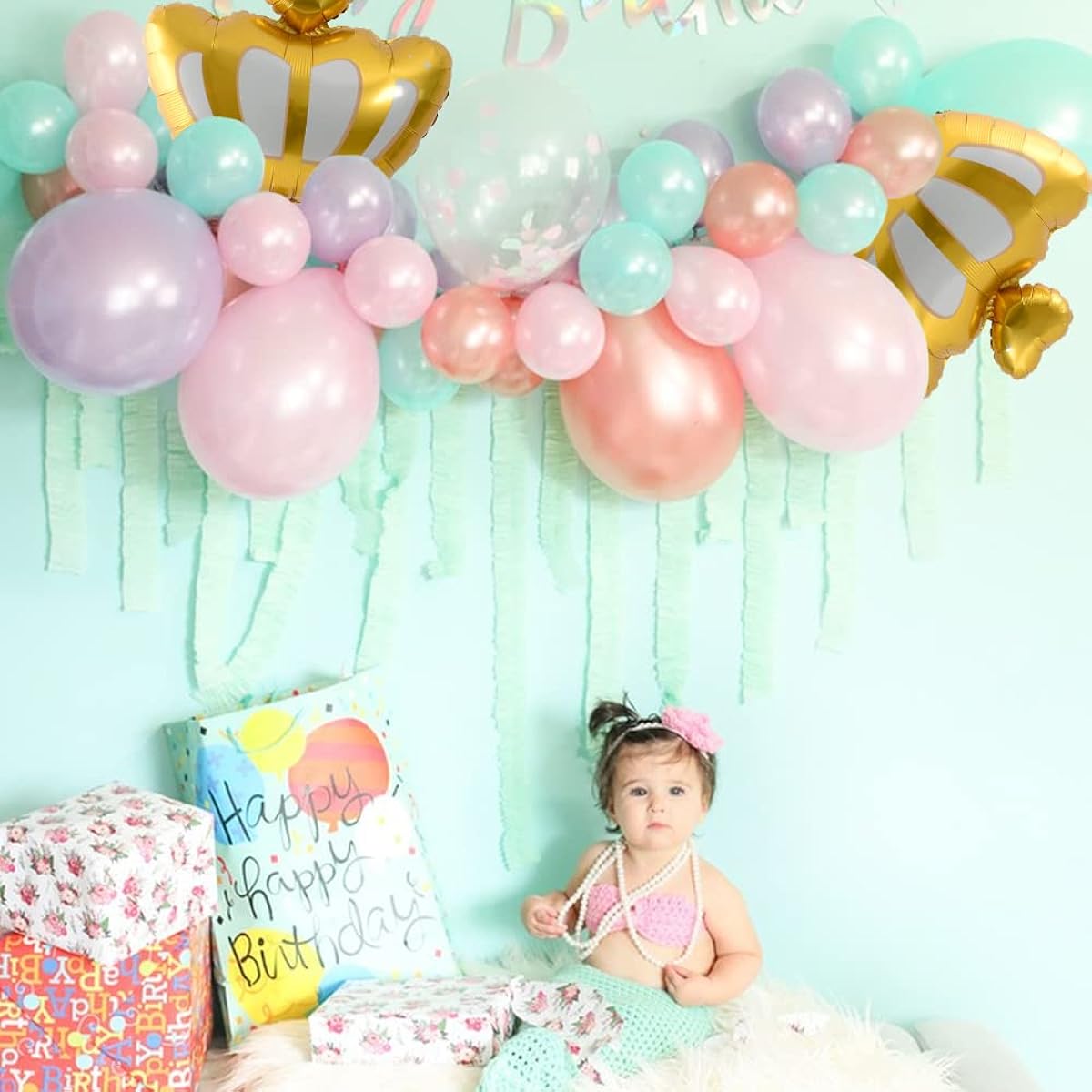 VYNYJOAN Crown Balloons, Gold Crown Balloons for Birthday Baby Shower Home Decoration Supplies 6pcs